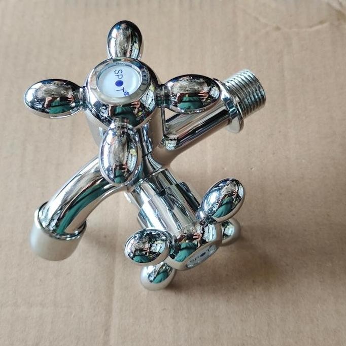 Keran Cabang 2 Shower Mandi / Kran Air Shower Besi Stainless Croam