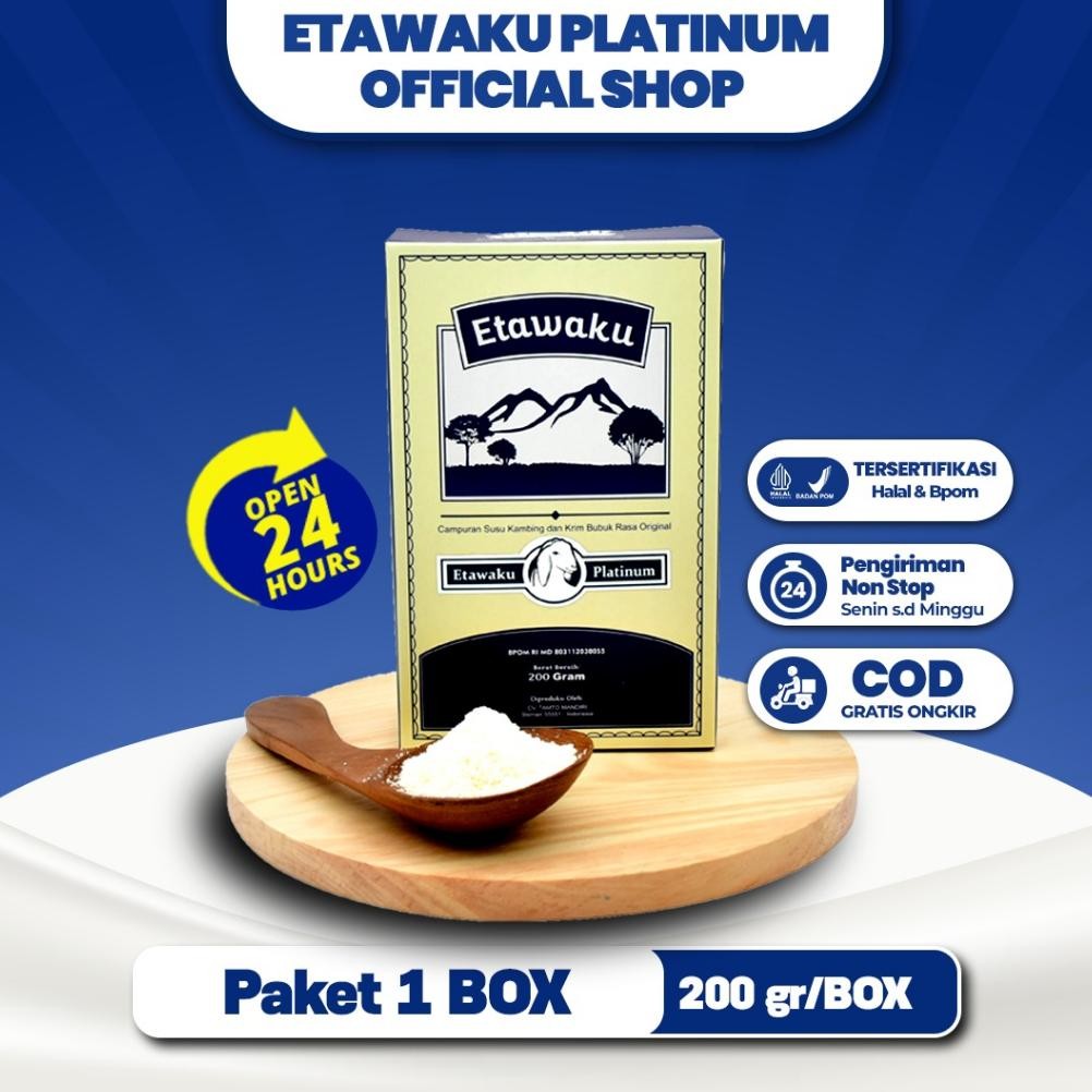 

NO_MORE Etawaku Platinum 200 gram terbuat dari susu kambing dan krimer bubuk rendah gula dan lemak bernutrisi tinggi