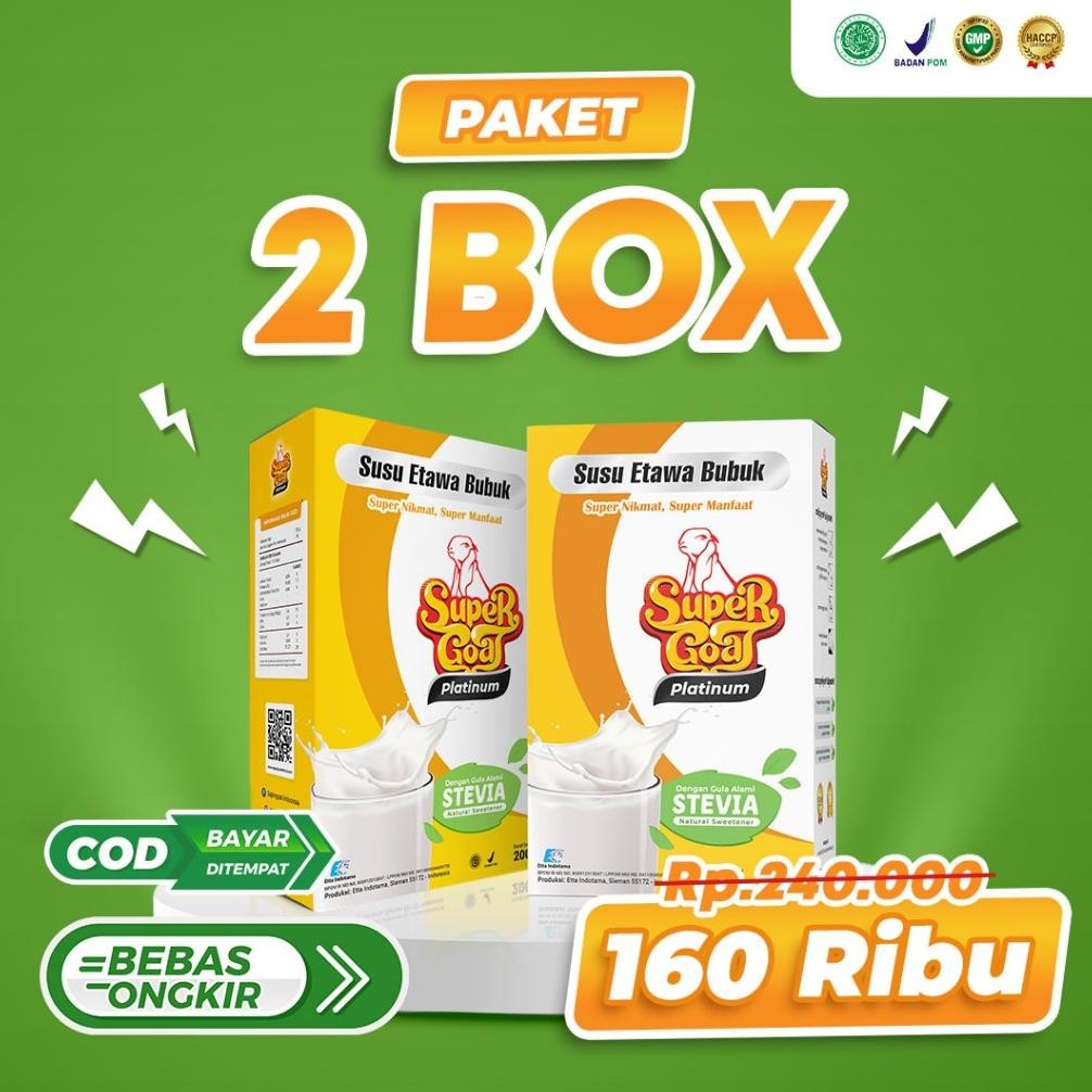 

NO_MORE SUPERGOAT PLATINUM Susu Kambing Etawa Plus Stevia Solusi Diabetes Melitus 2 Box