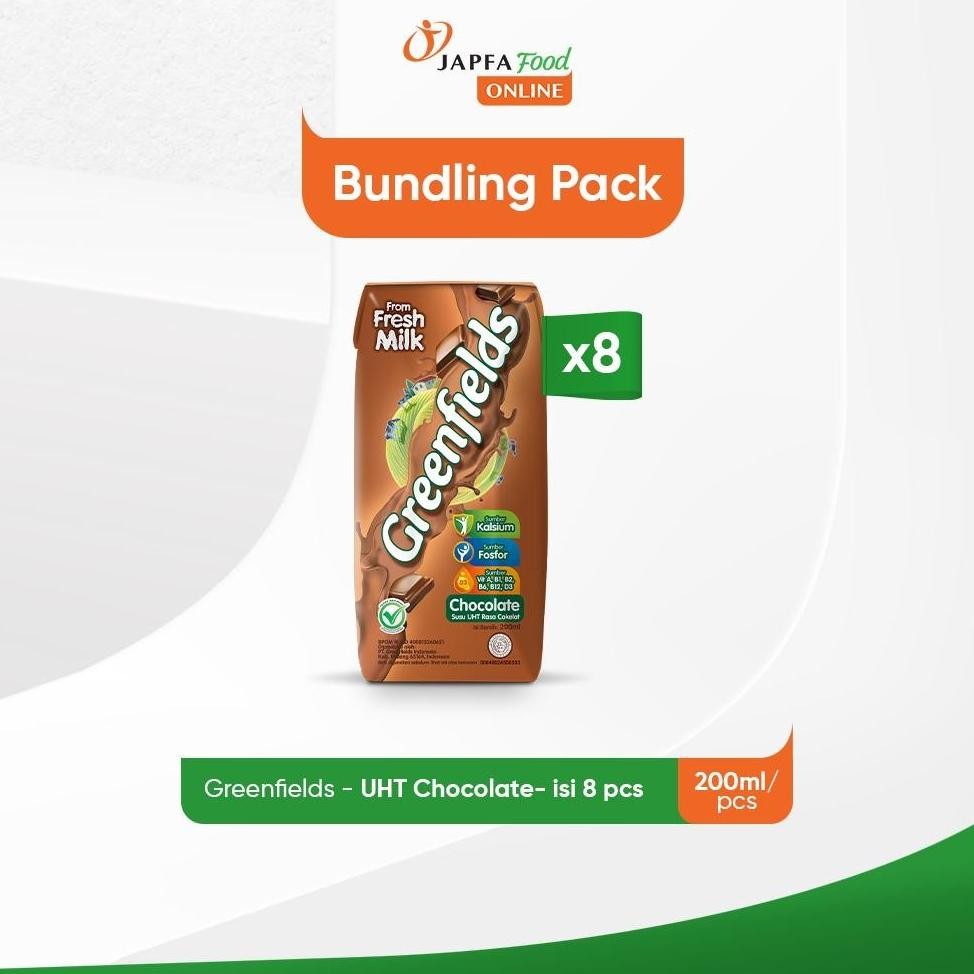 

NO_MORE Greenfields Susu UHT Chocolate 200ml - Isi 8 pcs - 100% Fresh Milk dari Greenfields Farm
