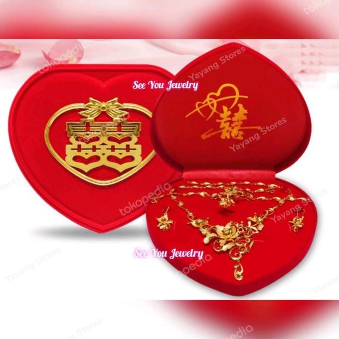 Kotak / Box Tempat Seserahan Perhiasan Emas Sangjit Kalung Shuang xi