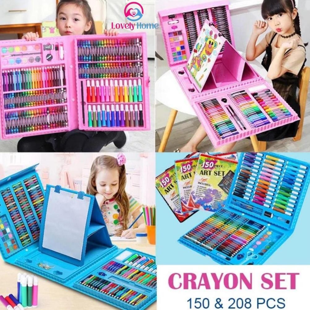 

150 pcs Crayon Alat Lukis Anak Pensil Warna Cat Air Perlengkapan Menggambar Melukis Mewarnai Set Art Full Set pc Krayon 150pcs 150pc Nugi