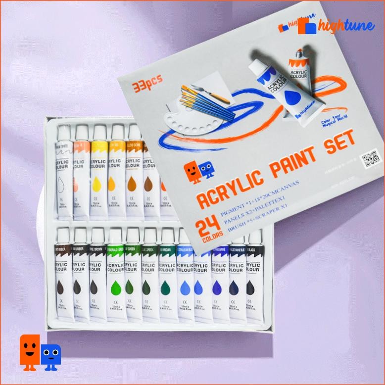 

Hightune Cat Akrilik Set 12/24 Warna Acrylic Paint Color Set Painting Lukis Kanvas Nugi