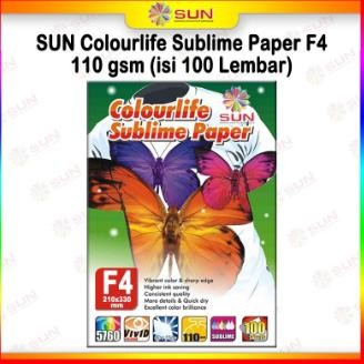 

Kertas Sablon Sublim Transfer Paper F4 110 Gram - SUN Sublime Max / Colourlife Sublime Paper Isi 100 Lembar ( Untuk Mesin Press Mug, Mesin Press Kaos, Keramik, Piring, Topi, Plat Alumium, Puzzle, Bantal ) Nugi