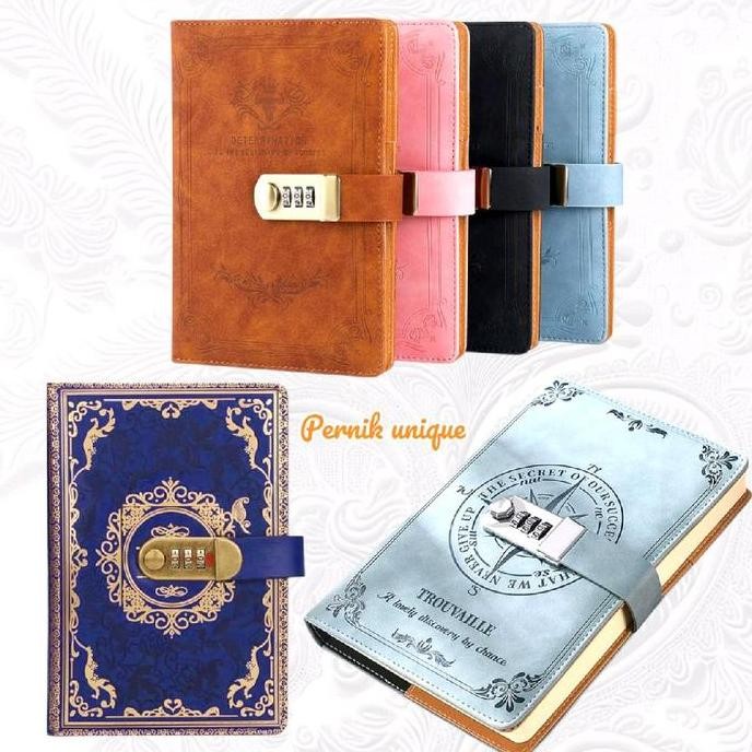 

Tersedia Buku Diary Harian A5 Retro Kulit Dengan Kunci Password - Buku Catatan Vintage