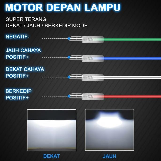 LAMPU LED MOTOR RTD 6 SISI / 3 SISI AC/DC KIPAS BOHLAM DOP LAMPU DEPAN