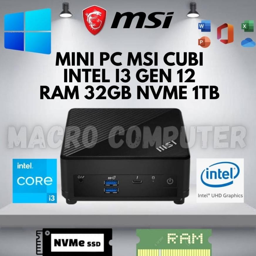 MINI PC MSI I3 GEN 12 FULLSET +WIN 11 +RAM +SSD | MSI CUBI 5 12M | MSI CUBI I3 Nugi