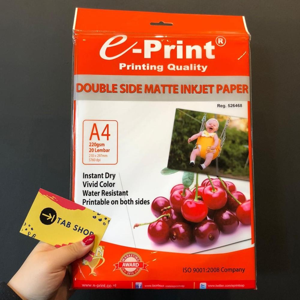 

TAB SHOP - EPRINT KERTAS SERTIFIKAT DOFF 2 SISI A4 220 GSM - E-PRINT DOUBLE SIDE MATTE INKJET PAPER 220 GSM A4 20 LEMBAR Nugi