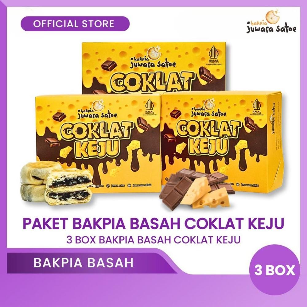 

NO_MORE BAKPIA JUWARA SATOE [ 3 Box ] Paket Cokju Bakpia Basah Coklat Keju - Oleh Oleh Khas Jogja