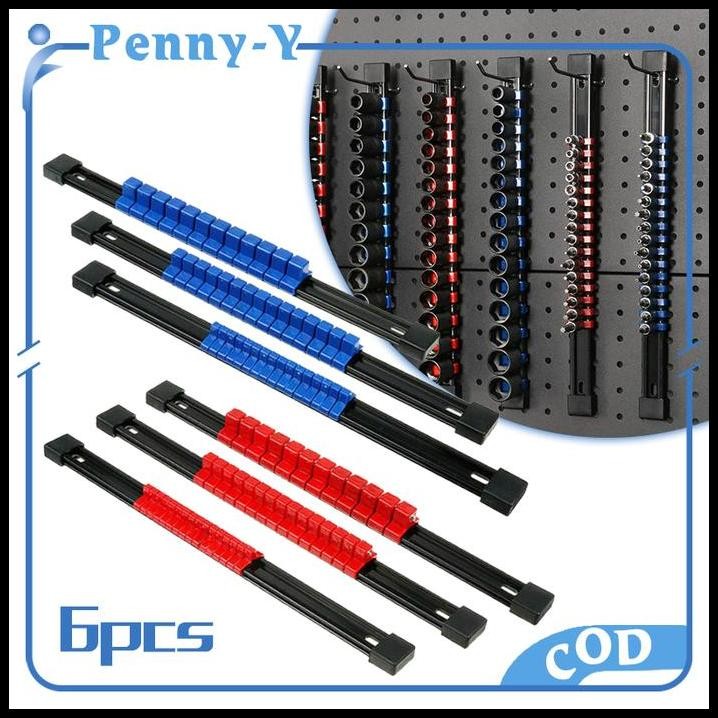 6pcs Tempat Socket Mata Kunci Sok Sock Holder Tools Socket Rail Socket Holder