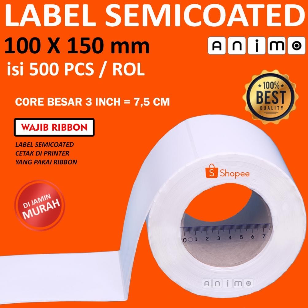 

LABEL SEMICOATED 100 x 150 Core 3 Inch isi 500 pcs - LABEL BARCODE Semicoated 100X150 MM - Stiker Barcode Industri Core Besar 10X15 cm ISI 500 PCS Nugi