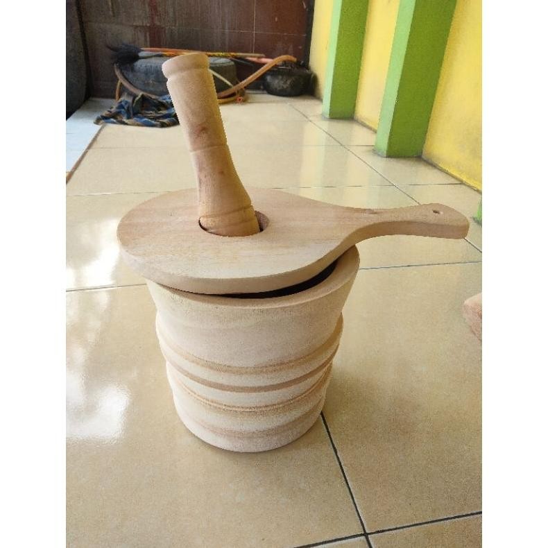 Lumpang Kayu Rujak Beubek + Tutup Nugi