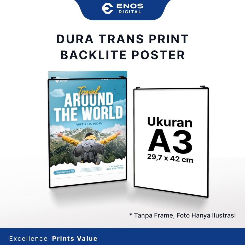 

Poster Backlite Dura Trans Print UV A3 - Cetak Duratrans Laminating Glossy Nugi