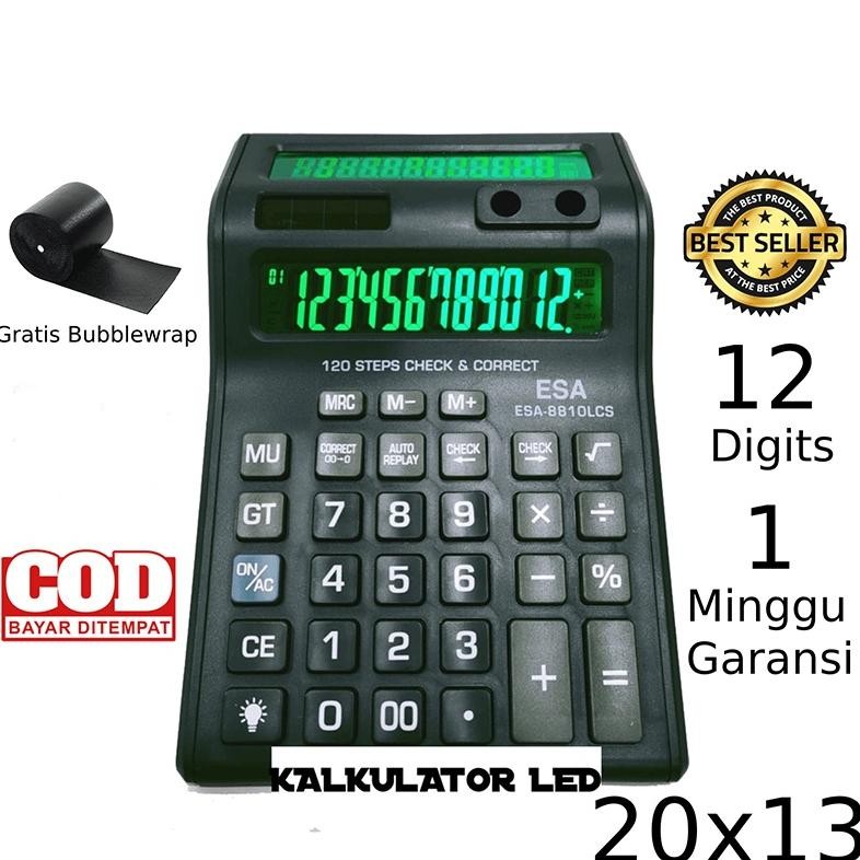 

Kalkulator Digital LED 2 Layar 12 Digit ESA Lengkap Nugi