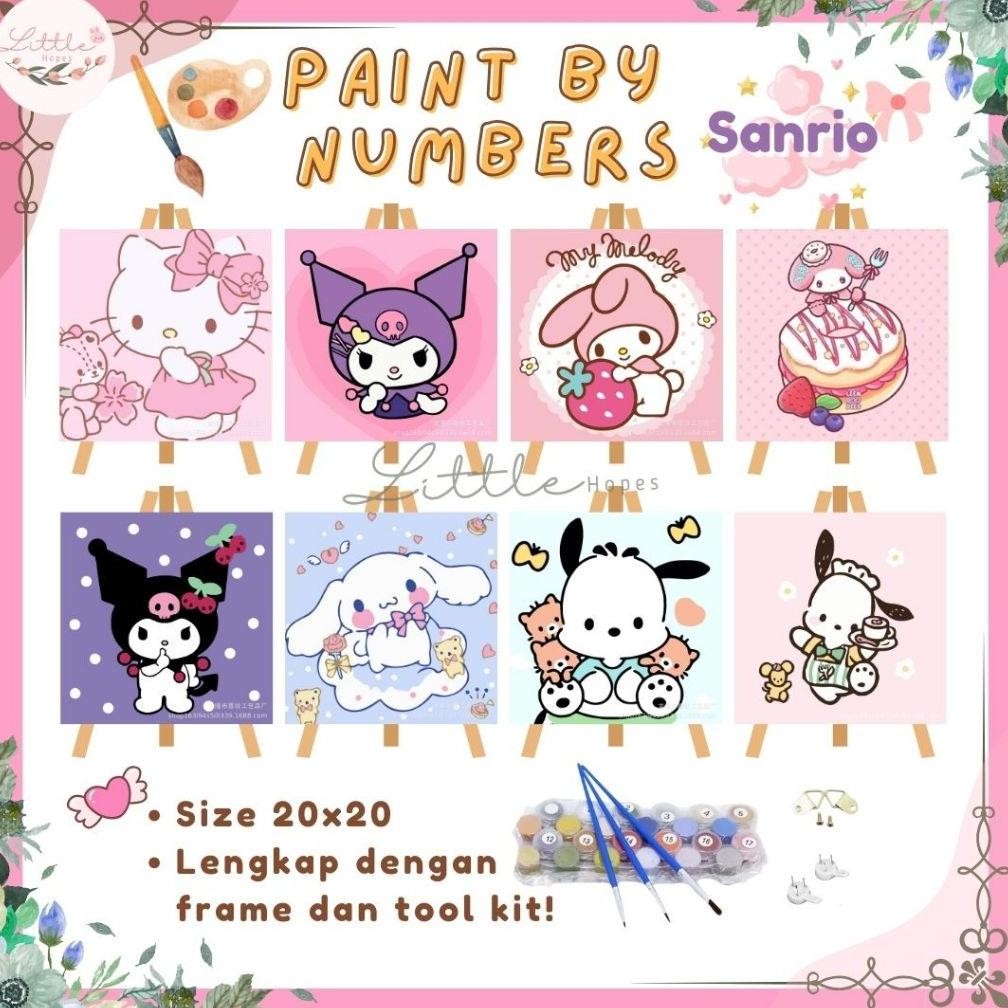 

PAINT BY NUMBER SANRIO 20x20CM Canvas Painting Kit Frame Lukis Mudah Kreatif Aktivitas Anak Kuromi Nugi