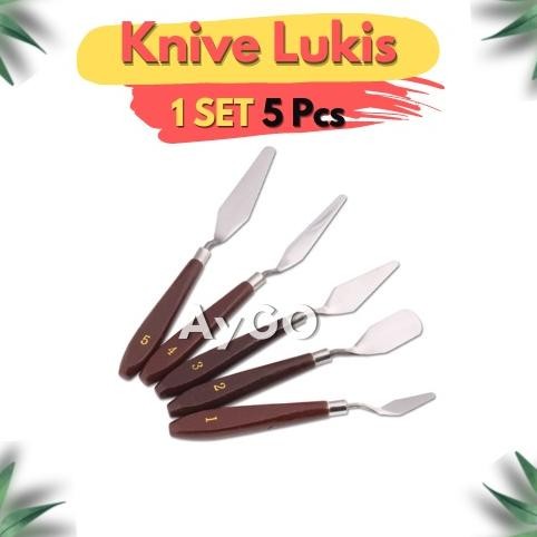 

5pcs/set Knives Lukis Palet Scrapper Spatula for Sculpturing / PALETTE KNIFE / Painting Knife / Palet Nugi
