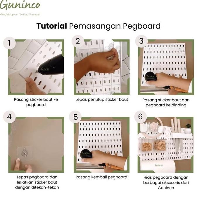 Guninco Pegboard Paket Wall Organizer Dekorasi Dinding Tempel / Paket Pegboard Tempel Organizer Dind