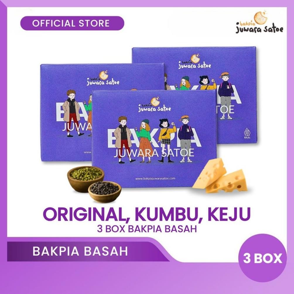 

NO_MORE BAKPIA JUWARA SATOE [ 3 Box ] Paket Mix F Bakpia Basah (Original, Kumbu, Keju) - Oleh Oleh Khas Jogja