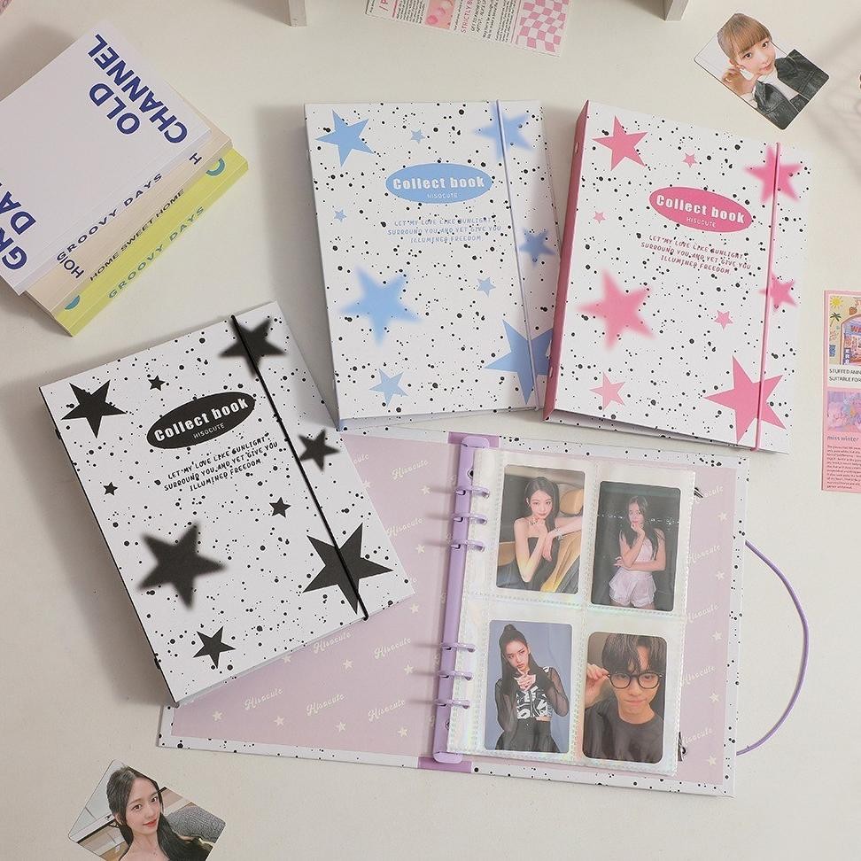 

SHINSDAY Cover Binder A5 6 Rings Stars Composition Y2K Album Kpop Hard Cover Karton A5 6 Rings Nugi