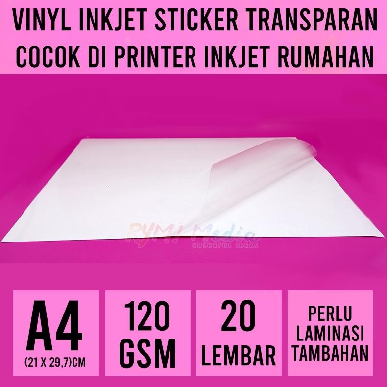 

Inkjet Transparan Stiker A4 Isi 20 / Inkjet Sticker Transparant 120gsm For Epson HP Canon Printer Nugi