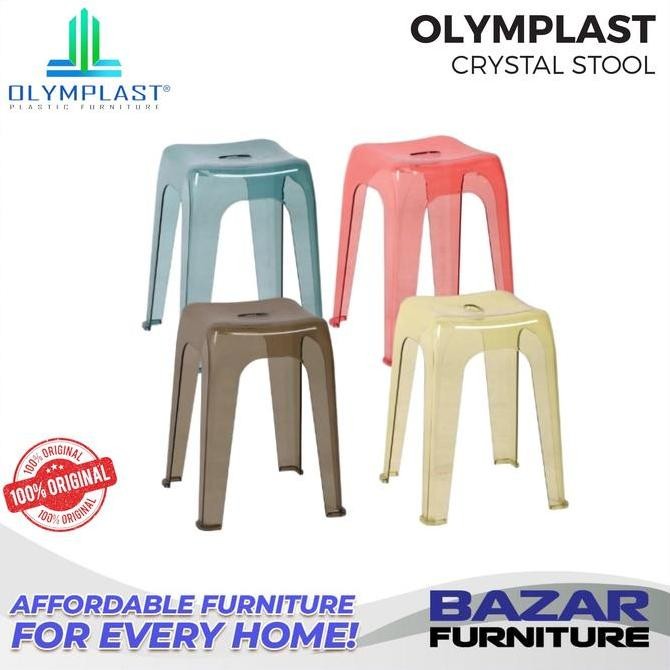 Olymplast Kursi Bangku Bakso Baso Plastik Square Stool Crystal Tumpuk Bening Transparan