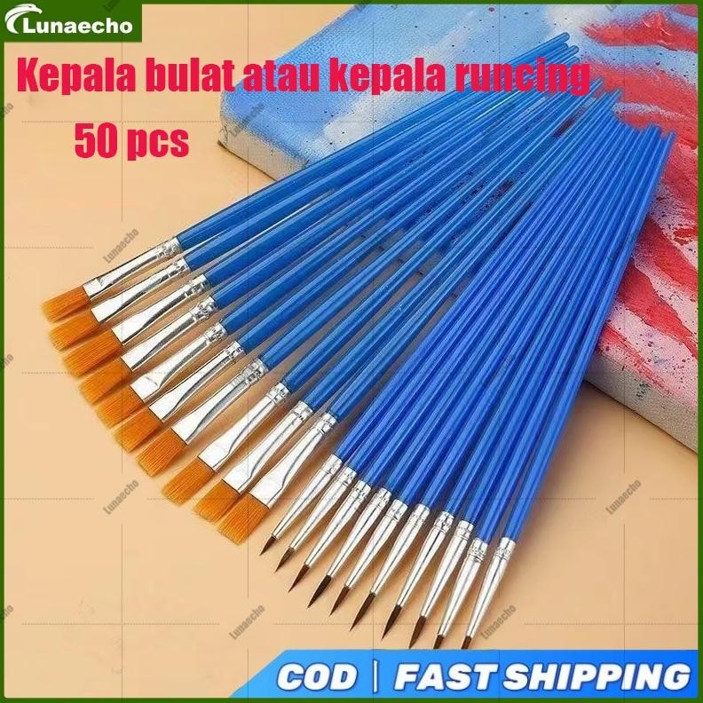 

50pcs Cat Air Biru Flat Tip Sikat Running Sikat Besar Lukisan Cat Minyak Gas Graffiti Air Artist Paint Brush Pena Garis Kuas Lukis Set Paintbrush Akrilik Bulu Nilon Cat Nugi