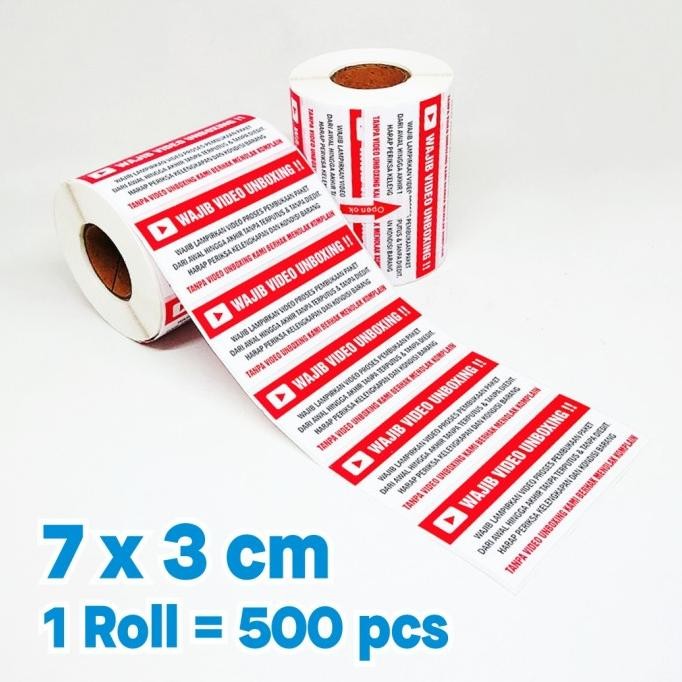 

Sticker Label Wajib Video Unboxing Stiker Pengiriman Olshop 7 x 3 cm (1 Roll/ 500 Pcs) Nugi