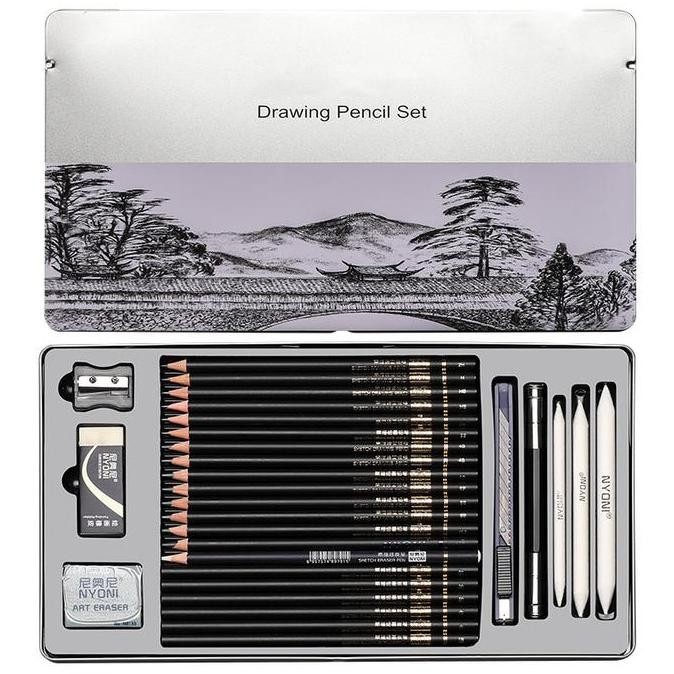 

Promo Nyoni Set Pensil Gambar Sketching 29Pcs Dalam Kotak Besi Metal - Lengkap Untuk Lukis