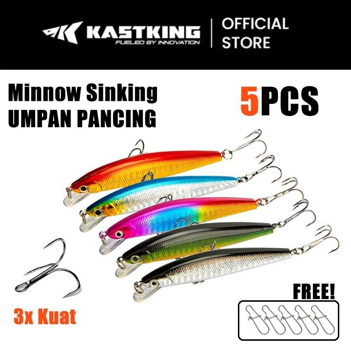 [OFFICIAL] KastKing 5PCS 7g/8cm Minnow Minow Set Box Umpan Pancing,Lure Casting Fishing Lurebait Ump