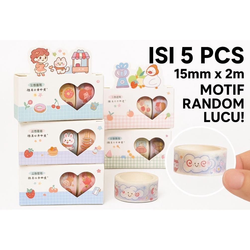 

Rd1- 5Pcs Washi Tape Lucu Glitter - Motif Kartun Jepang - Isolasi Fancy Masking Tape Fancy 15Mm X 2M