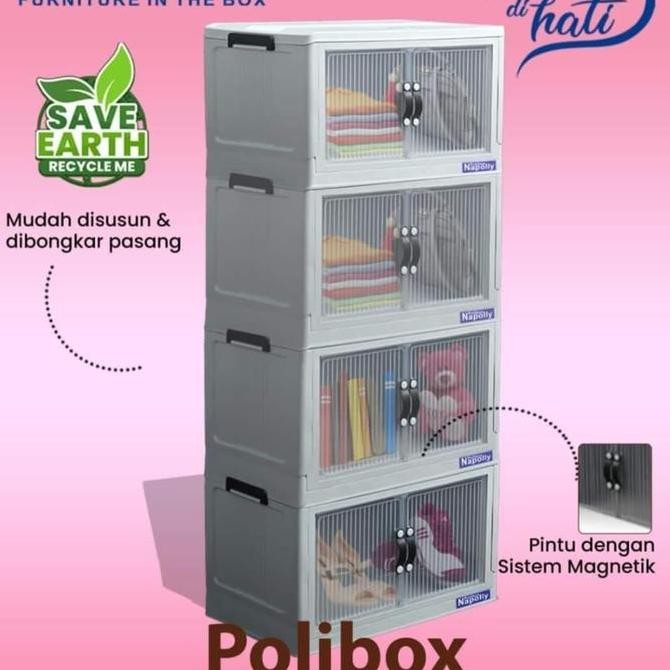 Laci Minimalis Napolly Polibox 446 Lemari Susun 4 Container Box Lipat Laci Drawer Plastik Tingkat 4 