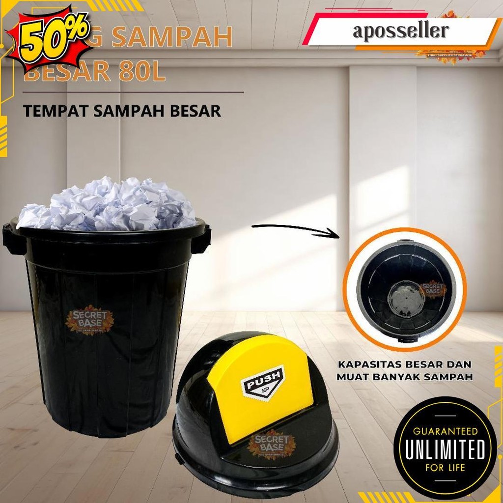 Tong Sampah Besar 80L - Tempat Sampah Besar Luar Rumah / Kotak Sampah / Bak Sampah Terlaris