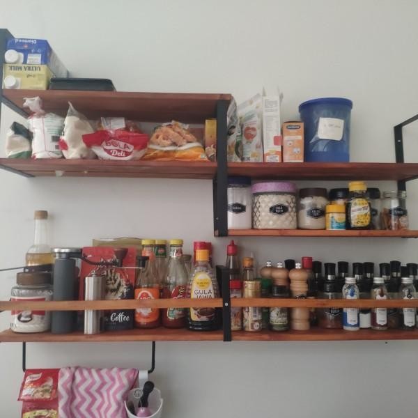 KS Rak Dinding Besi Rak Bumbu Dapur Rak Besi Kayu Susun