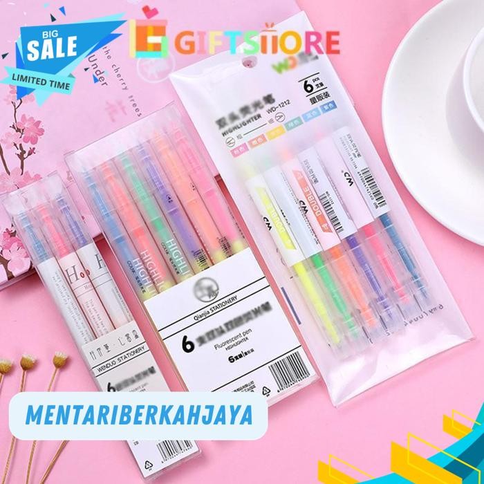 

SPIDOL HIGHLIGHTER UJUNG 6 PCS/PAK 12 WARNA PASTEL COLOUR PEN JOURNAL MARKER PEN ALAT TULIS REPLACEMENT STABILO GS BY MENTARI BERKAH JAYA