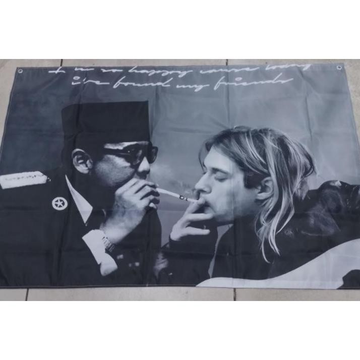 Benderaflagposter Kainminiflag Band Nirvana Kurt Cobain Ir Soekarno
