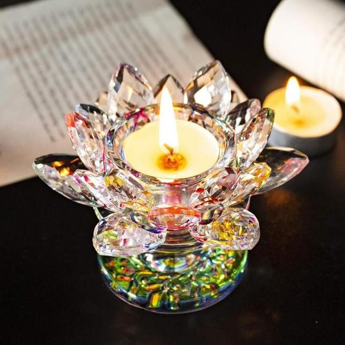 Tempat Lilin Tealight Tempat Lilin Kristal Kaki Lilin Tablet Kaca Tempat Lilin Sembahyang Tempat Lil