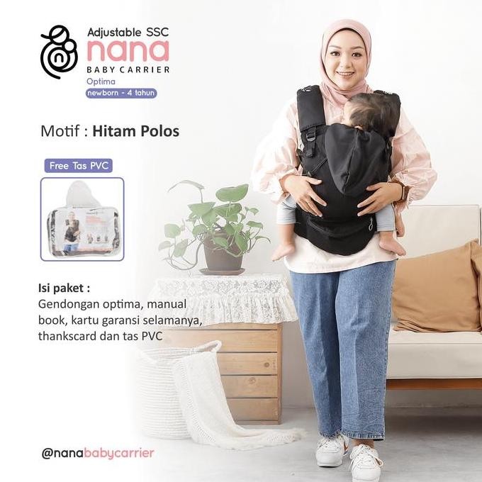 Gendongan Bayi Adjustable Ssc Nana Babycarrier Optima Polos Untuk Newborn - 4 Tahun