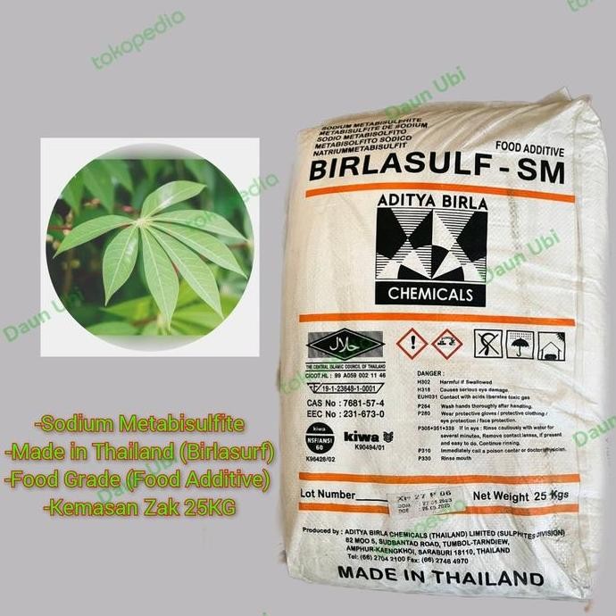 

New Sodium Metabisulfite Thailand Smb 25Kg Bahan Pengawet Makanan/Buah