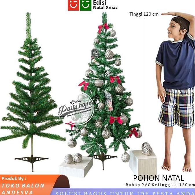 +%+%+%] Pohon Natal PVC 120 cm / Pohon Natal Christmas Tree Tinggi 120 cm / Ornamen Hiasan Pohon Nat