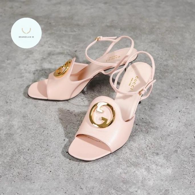 GUCCI GG INTERLOCKING GOLD LACE HEELS IN NUDE ORIGINAL DAN TERPERCAYA