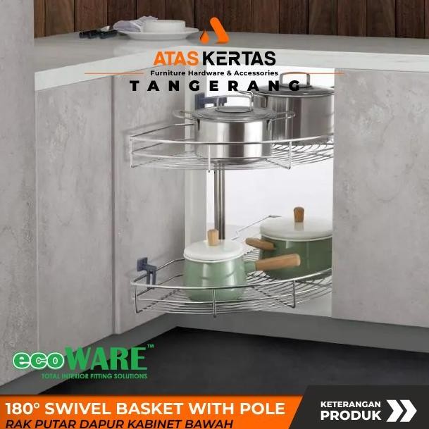 RAK PUTAR KITCHEN SET 180 DERAJAT - RAK DAPUR SUDUT PUTAR STAINLESS - 180 SWIVEL BASKET WITH POLE - 