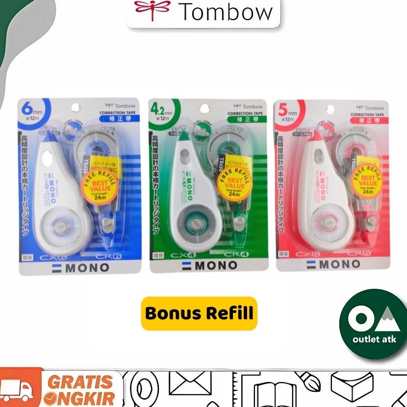 

Tombow Correction Tape Mono Cx 4.2Mm 5Mm 6Mm X 12M Wrefill Tipex Pita Kertas