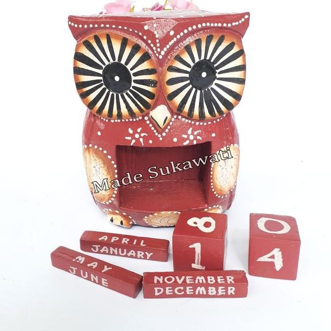 

@@@@] Kalender kayu patung celepuk burung hantu kerajinan handmade bali