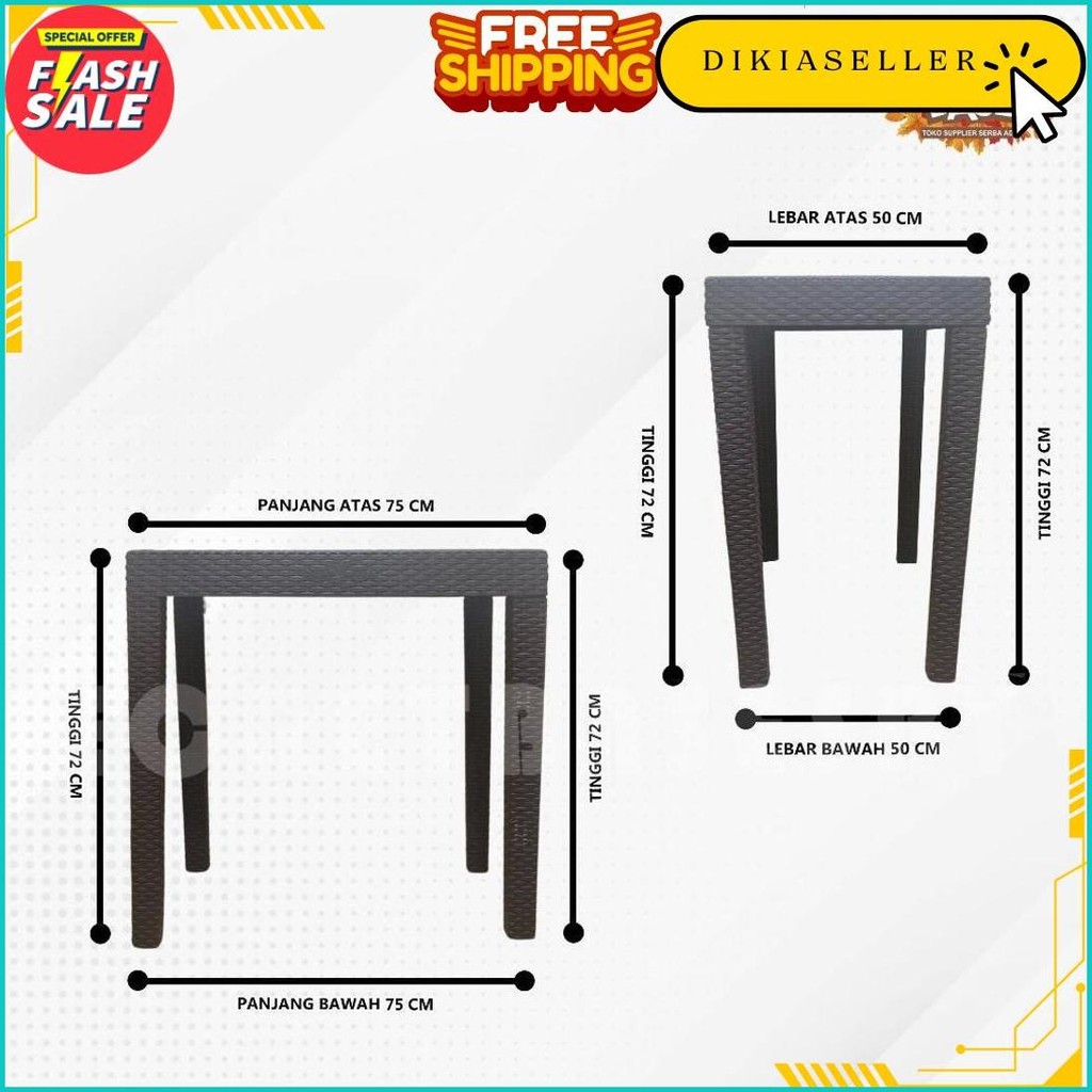 Meja Motif Rotan - Meja Plastik Besar / Meja Tamu / Meja Kafe Teras Taman Terlaris