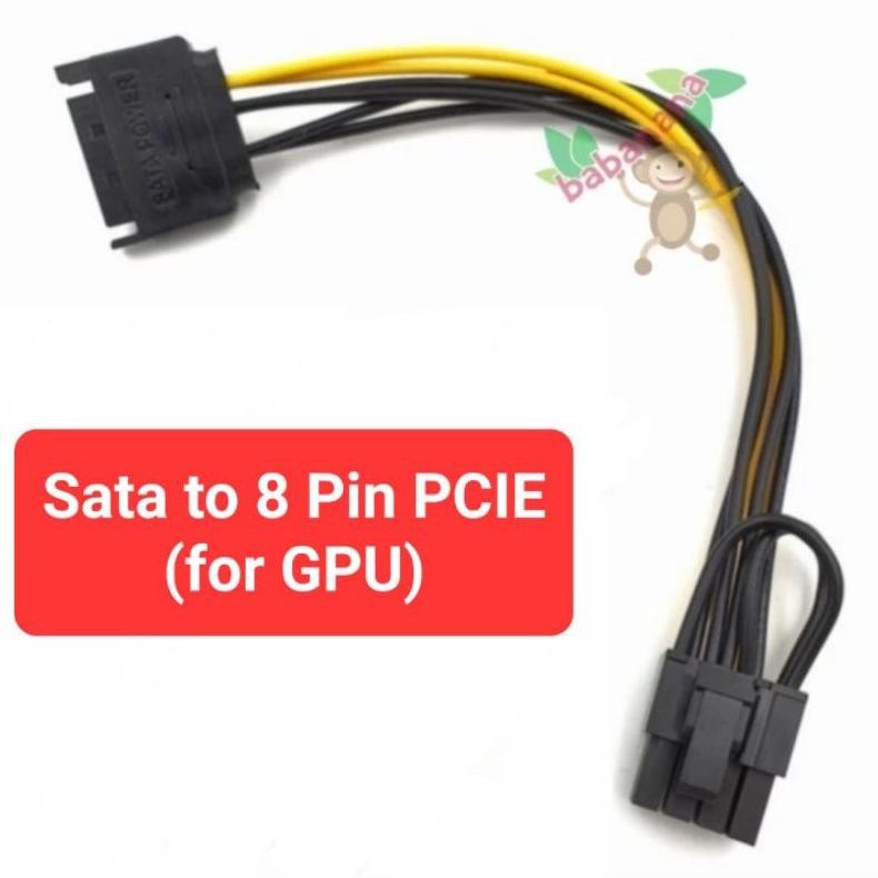 DF367>> Kabel sata to 8 pin pcie riser gpu vga mining cable adapter power 6+2