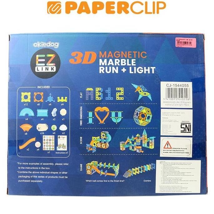 TERBARU MAINAN EDUKASI OKIEDOG EZLINK 3D MAGNETIC MARBLE RUN / 75PCS TERMURAH