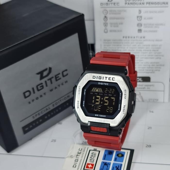 Jam Tangan Digitec Pria Original DG5050 Merah Original Berkualitas