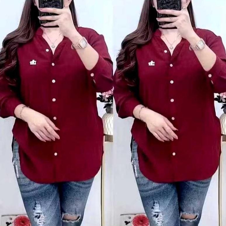 kemeja wanita kerah sanghai/baju kerja wanita