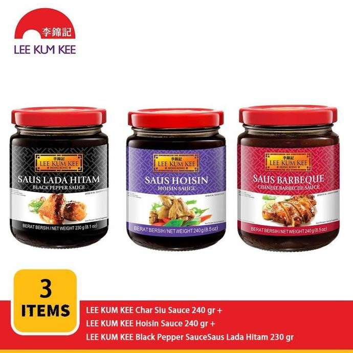 

Promo LEE KUM KEE Paket 3 Saus: Char Siu 240gr + Hoisin 240gr + Black Pepper 230gr