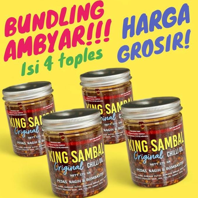 

Promo King Sambal Chili Oil Minyak Cabai Pedas Premium Grosir 4 Botol